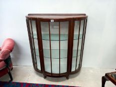 A bow fronted art deco display cabinet COLLECT ONLY