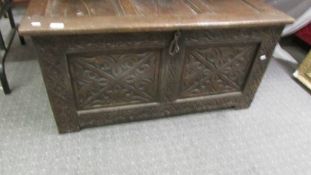 A period carved oak chest, COLLECT ONLY.
