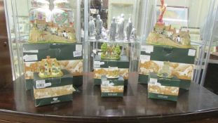 Six boxed Lilliput Lane cottages including two limited edition Gold Hill, Shaftesbury.