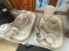 A mixed lot of mugs, plates etc., and four trays. COLLECT ONLY.