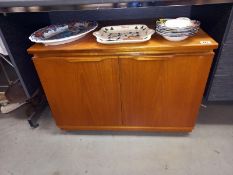 A low 2 door cabinet or TV stand by J Sakol, 78cm wide x 48cm deep x 56 cm tall, COLLECT ONLY.