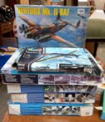 5 large boxed Revell model kits including Junkers JU-88C-6 night fighter and B-17F Flying fortress