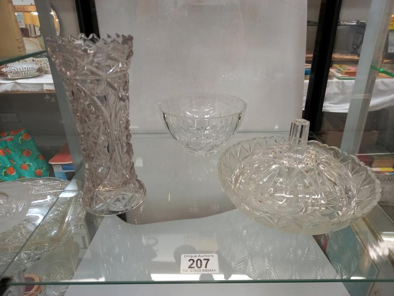 A quantity of cut glass items