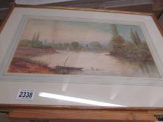 A framed and glazed rural scene watercolour signed L Lewis, 60 x 41 cm. Collect Only.