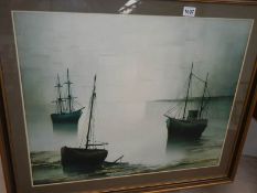 A large framed and glazed nautical print, COLLECT ONLY.