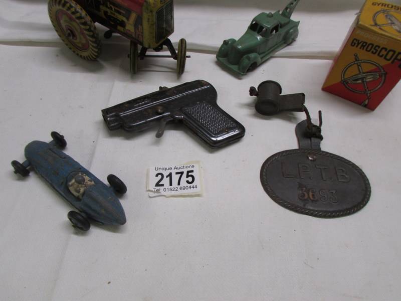 A tin plate Mettoy tractor, a Dinky Talbot Lago, a boxed Gyroscope etc., - Image 4 of 4