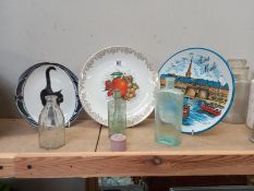 3 decorative collectors plates and some old bottles