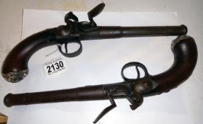 A matching pair of late 18/early19th century Queen Anne Cannon barrel duelling pistols.