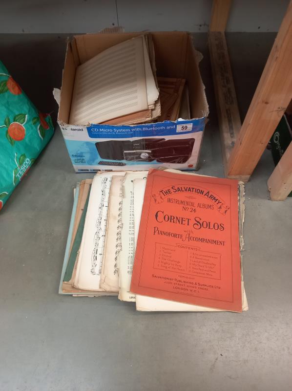 A box of old sheet music