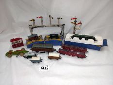 A tray of collector train items