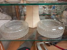 2 vintage moulded glass uplighter lampshades and one other fabric shade COLLECT ONLY