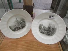 2 Cornish scene collector's plates - Falmouth 1839 and Truro Church 1831 by Geoffrey R Gilbert,