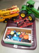 A plastic crate of collectors toys