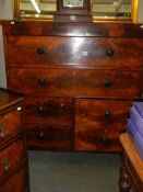 A four drawer walnut bow front chest of drawers, COLLECT ONLY.