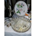 A glass Hors D'ouvres dish, ceramic flan dish etc.,