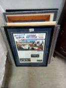 8 Framed and glazed Motor racing prints COLLECT ONLY