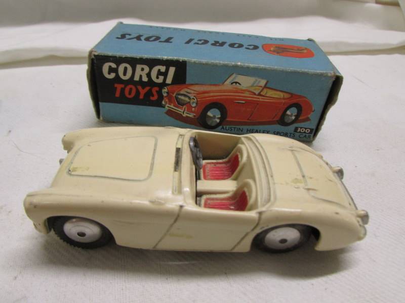 A boxed Corgi 233 Heinkel bubble car, a boxed Austin Healey 300 and an unboxed bond bug. - Image 2 of 4