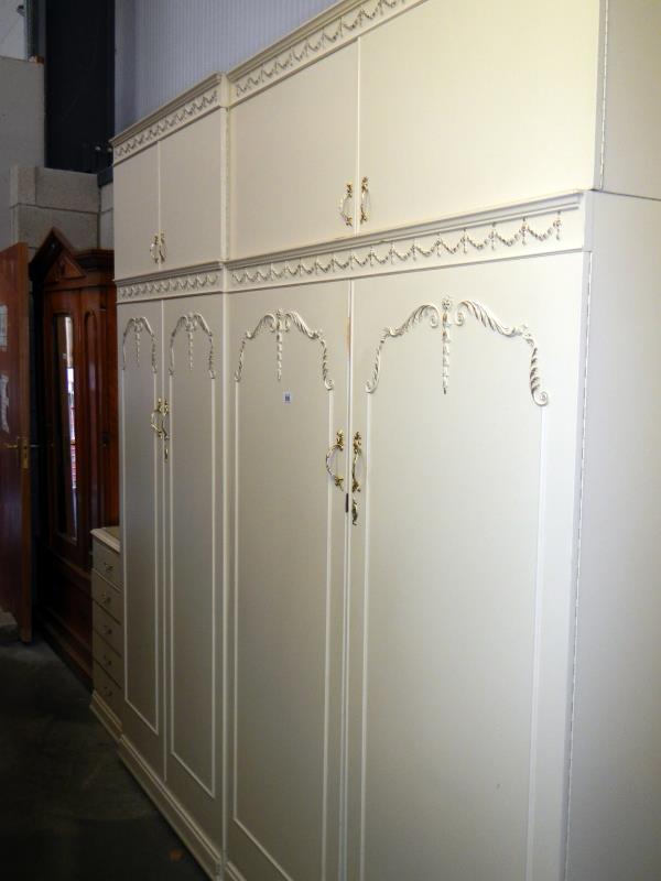 A large 4 door wardrobe in good order & a 5 drawer chest