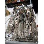 A silver plate tray & collection of cutlery
