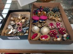 A mixed lot of mainly clip on vintage earrings in 2 trays
