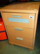 A single bedside cabinet with 3 drawers