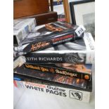A selection of hard backed books including Status Quo & Keith Richards etc.