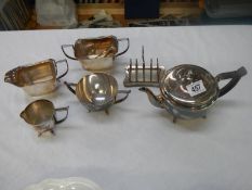 A silver plate tea set & other items