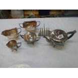 A silver plate tea set & other items