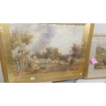 A large framed and glazed Victorian watercolour, signature indistinct. COLLECT ONLY.