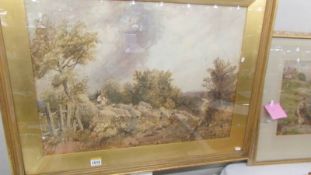 A large framed and glazed Victorian watercolour, signature indistinct. COLLECT ONLY.