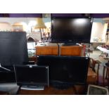 A Humax, Panasonic & Toshiba flat screen Tv's (working but no remotes)