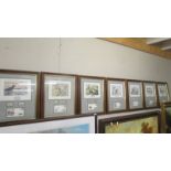 A set of seven framed and glazed Duck postage stamp collages COLLECT ONLY.