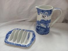 A Spode toast rack and jug