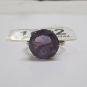 A 14ct gold ring set large amethyst, size M. 3.7 grams.