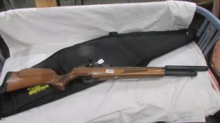 An Impact air rifle, GSX100 ambidextrous stock, magazine and case.