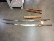 Two very sharp Japanese Katana sword blades, 90 cm.