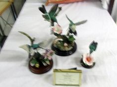 Three Country Artists limited edition 'Silent Wings' humming birds, COLLECT ONLY.