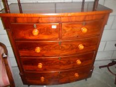 A Victorian mahogany bow front chest of drawers. COLLECT ONLY.