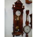 A Victorian twin weight Vienna wall clock. COLLECT ONLY.