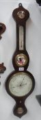 A Victorian wheel barometer with onion top, COLLECT ONLY.