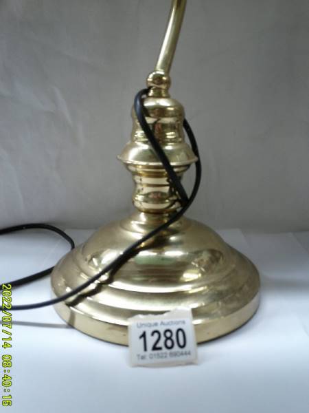 A brass bankers lamp with green glass shade. - Image 2 of 3
