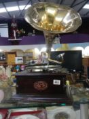 A vintage style horn gramophone A/F