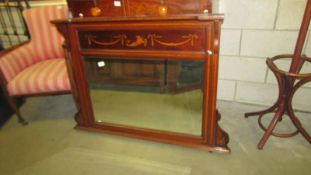 An inlaid over mantel mirror. COLLECT ONLY.