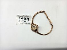 A 9ct gold vintage ladies wrist watch, total weight 14.8 grams.