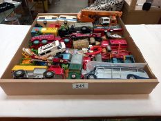 A box of assorted Dinky, Corgi and matchbox cars etc