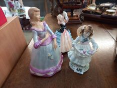 3 figures, 1 Coalport, 1 Doulton & 1 other