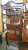 An Edwardian inlaid display cabinet, COLLECT ONLY.