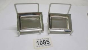 Two silver Tiffany card trays, 7 x 5.5 cm. 57 grams.