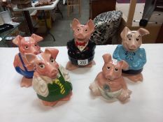 A set of 5 vintage NatWest pigs