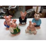 A set of 5 vintage NatWest pigs